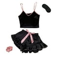 thumbnail image 1 of Conjunto de pijama de seda helada para mujer: pantalones cortos con tirantes y lazo liso, ropa fina para estar por casa, tallas S-XL, 1 of 1