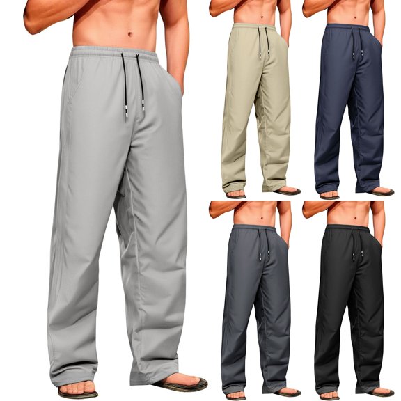Men’s Lined Sweatpants Thermal Thicken Fleece Wide Leg Track Pants Windproof Warm