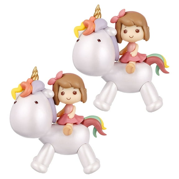 PAMINGONO 2pcs Cake Topper Figurine Unicorn Girl Decoration Cake Decor for Birthdays
