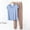 Light Blue, variant on QUNYINEY Brown Women Pajamas Sets 2 Piece Modal Soft Short Sleeve Top And Pants Casual V Neck Women's Loungewear Sets