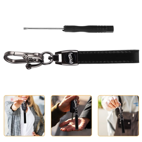 HONITANO 1Set Black Metal Car Keychain for Men and Women with Sleek Design Rotatable Buckle 5.7x0.8x0.6in