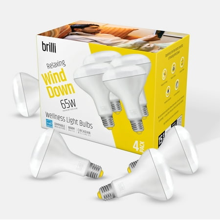 

Brilli Wind Down LED Circadian Wellness Flood Light Bulb 9 Watts (65W Equivalent) BR30 E26 Base Dimmable Warm White 4-Pack