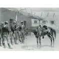 thumbnail image 2 of Remington, Frederic 14x11 Gold Ornate Wood Framed with Double Matting Museum Art Print Titled - Arrival of a Courier-Sketch, 2 of 4
