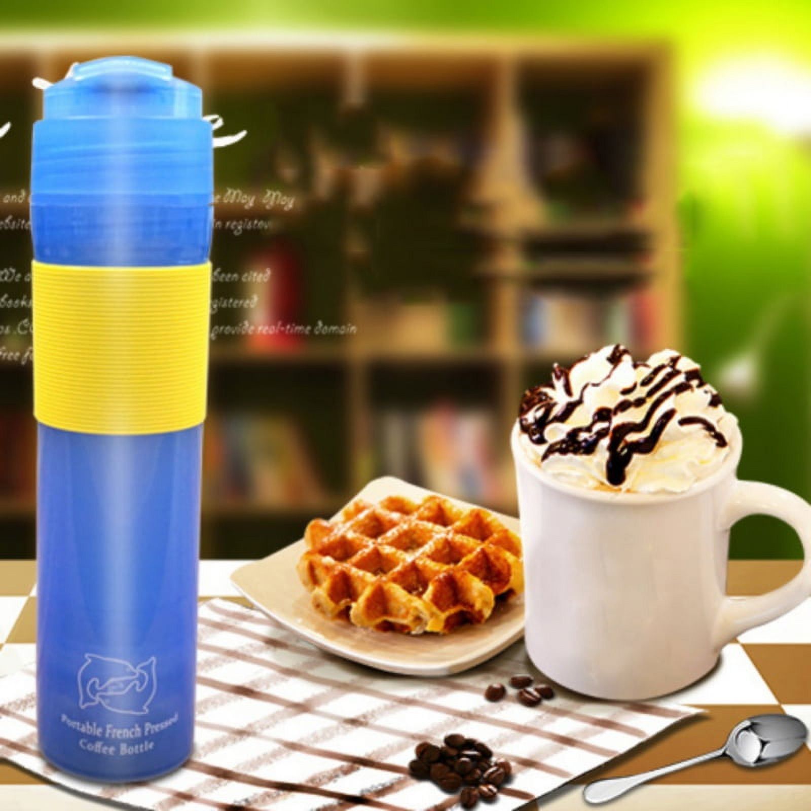 French Press Travel Mug – Portable Coffee & Tea Maker – Ideal Personal Mug for Travel, Car, Office, Camping - Black Double Wall Mini Press –