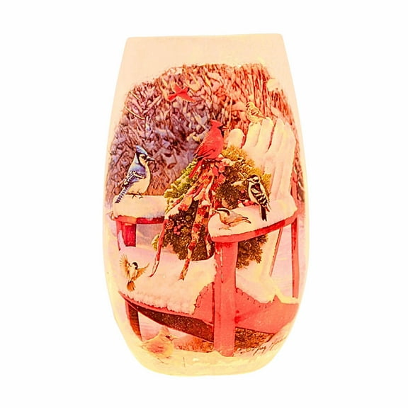 Stony Creek 5.25In Winters Cardinals Pre-Lit Small Vase, Glass, Chair Feeder Branch Gio4204 Chair