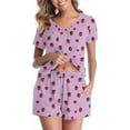 thumbnail image 4 of Mgmyaa Women's Pajama Set Printed V-Neck Sleep Shirt Short Sleeve Top with Pocket Shorts Nightwear Lounge Outfit Two-Piece Set, 4 of 7