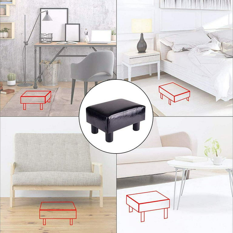 Ottoman Footrest Stool Small PU Leather Square Footstool – Modern Rugs and  Decor