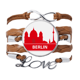 thumbnail image 1 of Berlín Alemania rojo patron de referencia Pulsera de cuero Negro trenzado pulsera de cuerda de amor Unbranded M, 1 of 3
