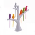thumbnail image 2 of EeaseCA Tree and Bird Shaped Plastic Toothpick Fruit Fork (White), 2 of 5