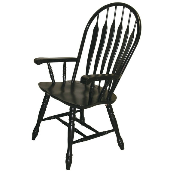 Selections Comfort Windsor Dining Armchair in Antique Black/Cherry Solid Wood