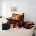 thumbnail image 6 of Homewish Cartoon Animal Dragon 7pcs Bedding Comforter Set,Western Fantasy Queen Bedding Sets,Orange Black Queen Sheet Sets For Boys Kids,Super Cozy Room Decor Reversible, 6 of 8