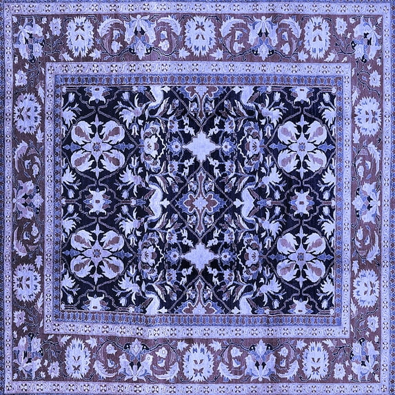 Ahgly Company Machine Washable Indoor Square Oriental Blue Industrial Area Rugs, 6' Square