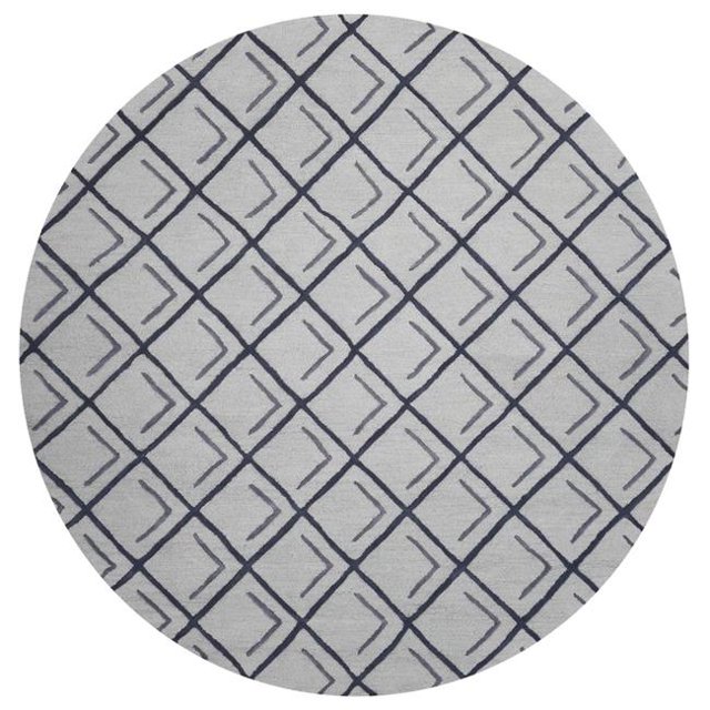 HomeRoots 349840 7 ft. 6 in. Round Wool Iron & Smoke Area Rug