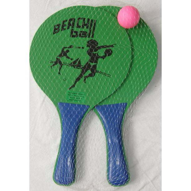 Portier Millimeter Ga wandelen Beach Ball Wood Beach Tennis Set, 2 Paddles, 1 Ball (Green) - Walmart.com