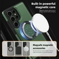 thumbnail image 5 of Leather Case for Samsung Galaxy S23 Ultra, Compatible with Wireless Charging, 360 Spin Magnetic Stand Shockproof Protective Magnetic Case, Military Protection for Samsung S23 Ultra, Green, 5 of 7