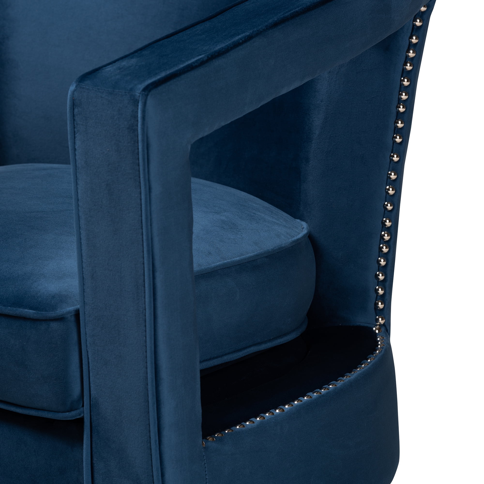 Baxton Studio Neville Tub Chair, Navy Blue and Gold