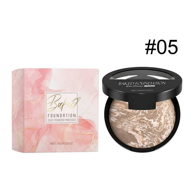 WFDC Baked Blush Brighten Marbleized Blush for Cheeks,Baked Matte Foundation Makeup Brighten,Color Corrector Buildable Coverage Natural Smooth Lightweight Powder Foundation,pink#05