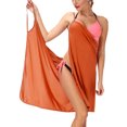 thumbnail image 2 of Plus Size Women's Swimsuit Cover Up Spaghetti Strap Beach Dresses Cover Up Bikini Cover Up Wrap Swimsuit V-Neckline Backless Long Dress, 2 of 6
