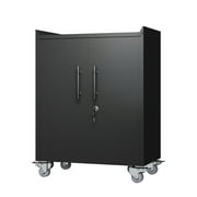 ABC Lockable Metal Tool Cabinet for Garage - Rolling Storage Chest with Adjustable Shelves, Universal Wheels, and Secure Locking System,Black