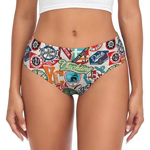 Fotbe Cute Nautical Calzones Estampados para Mujer – Ropa Interior de Algodón, Cómoda, Suave y Elástica-4X-Large