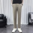 thumbnail image 4 of Pantalones de traje para hombre color caqui, pantalones ajustados con diseño trenzado para hombre, ropa marrón de primavera, sastrería, licra, vestido, clásico, novedad en el diseñador, 4 of 5