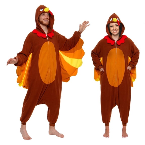 Funziez! Turkey Costume - Adult Thanksgiving One Piece (X Large, Brown)