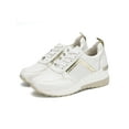 thumbnail image 3 of Crocowalk Lady Comfortable Soft Lace Up Platform Sneakers Breathable Wedge Walking Shoes Travel Non Slip Trainers White 7, 3 of 6