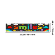 Colorful Smiles Today Banner with Rainbow Clouds Stars and Emojis Party Background Decorations Backdrop for Kids Party Family Gathering Photo Booth Fun Events Celebrations