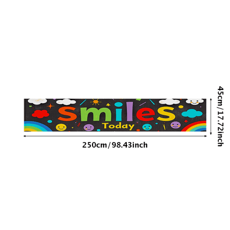 Colorful Smiles Today Banner with Rainbow Clouds Stars and Emojis Party Background Decorations Backdrop for Kids Party Family Gathering Photo Booth Fun Events Celebrations