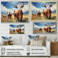 thumbnail image 4 of Designart "Grazers Geometric Cattle Pastoral art painting I" Animals Floater Framed Wall Art Living Room, 4 of 7
