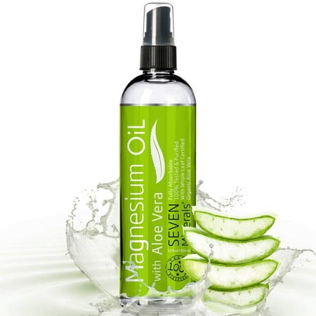 12oz Magnesium Oil with ALOE VERA - LESS ITCHY - Made in USA - Get Healthy Hair & Skin and Sleep