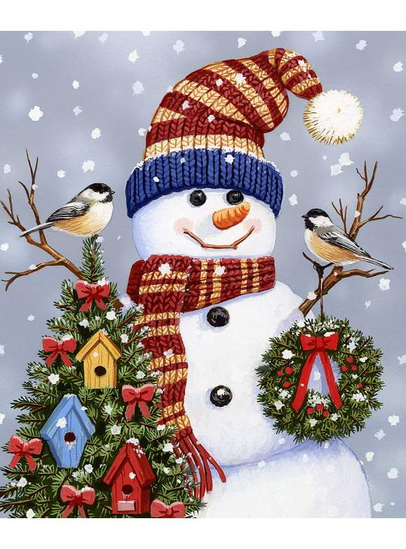 Dawhud Direct Festive Snowman with Christmas Tree Birdhouse Friends Super Soft Plush Fleece Throw Blanket