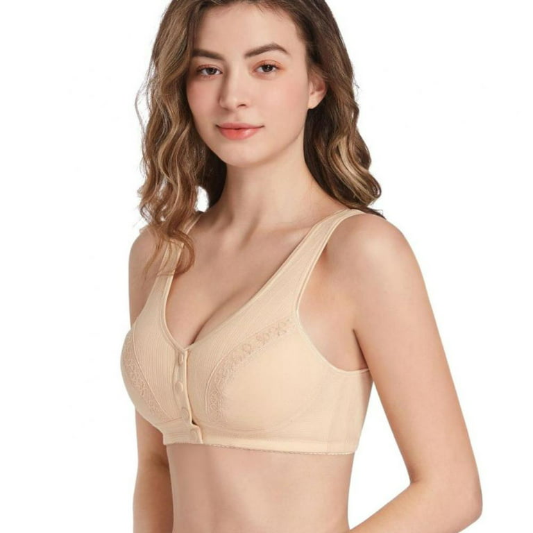Baywell Front Button Closure Everyday Bras Wireless Cotton Ultra