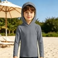 thumbnail image 6 of Bigetiay Sun UPF 50+ Beach Hooded Rash Guard for Boys – Long Sleeve Pullover Sun Shirt with Raglan Sleeves for Kids, Size 3-4 Years, 6 of 6