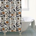 thumbnail image 4 of Beige Halloween Pumpkin Skull Bat Pattern Shower Curtain 72"x72" ,Bathroom Decorative Shower Curtains Set with 12 Hooks,Modern Waterproof Washable Shower Curtain, 4 of 6