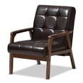 thumbnail image 1 of Baxton Studio Masterpieces Tufted Faux Leather Accent Chair in Brown, 1 of 7