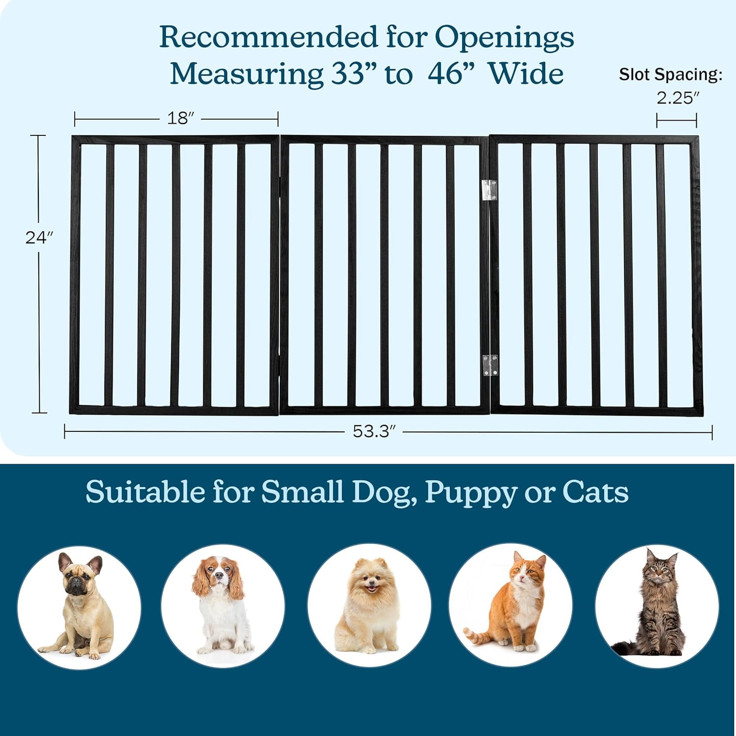 Foldable Indoor Dog Gate with 4 Panels for Stairs, Hallways, or Doorways - 72x24-Inch Retractable Wood Freestanding Pet Barrier (Gray)