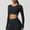 Black, variant on Olyvenn Seamless Long Sleeve Crop Gym Shirts for Women Quick Dry Crew Neck Workout Yoga Tops Casual Women Shirt Green S