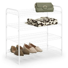 Honey Can Do 4 Tier White Metal Shoe Rack And Accessories Storage White Basement Garage Walmart