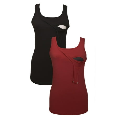 

100% Premium Cotton - Women Nursing Maternity Tank Top 2 Piece Set
