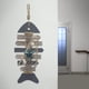 thumbnail image 2 of Decoración de pared con forma de pez de madera, placa rústica náutica con diseño de espina de pescado, decoración para el hogar con temática playera, escultura de Espina de pescado grande, 2 of 8