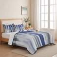 thumbnail image 5 of Twin XL Quilt Set 68''x98'', Abstract Navy Blue Lightweight Summer Bedspread Coverlet Set with 2 Pillow Shams, Vintage Grey Street Painting Art Breathable All Season Quilt Bedding for Dorm/Guest Room, 5 of 9