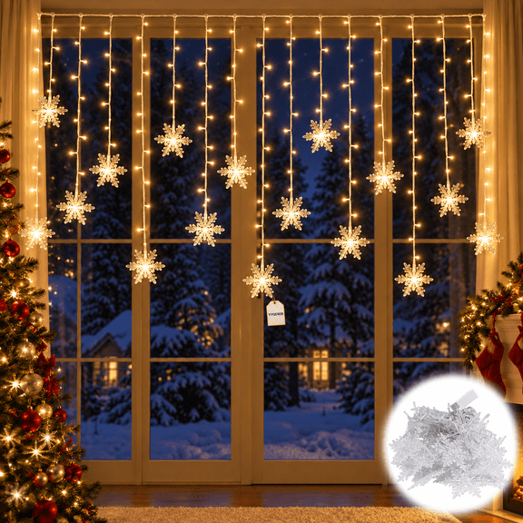 Curtain Lights Fairy Christmas Decorations LED Window Adornos Navideños Wall String Icicle Indoor Plug in Luces Navideñas for Bedroom Outside Holiday