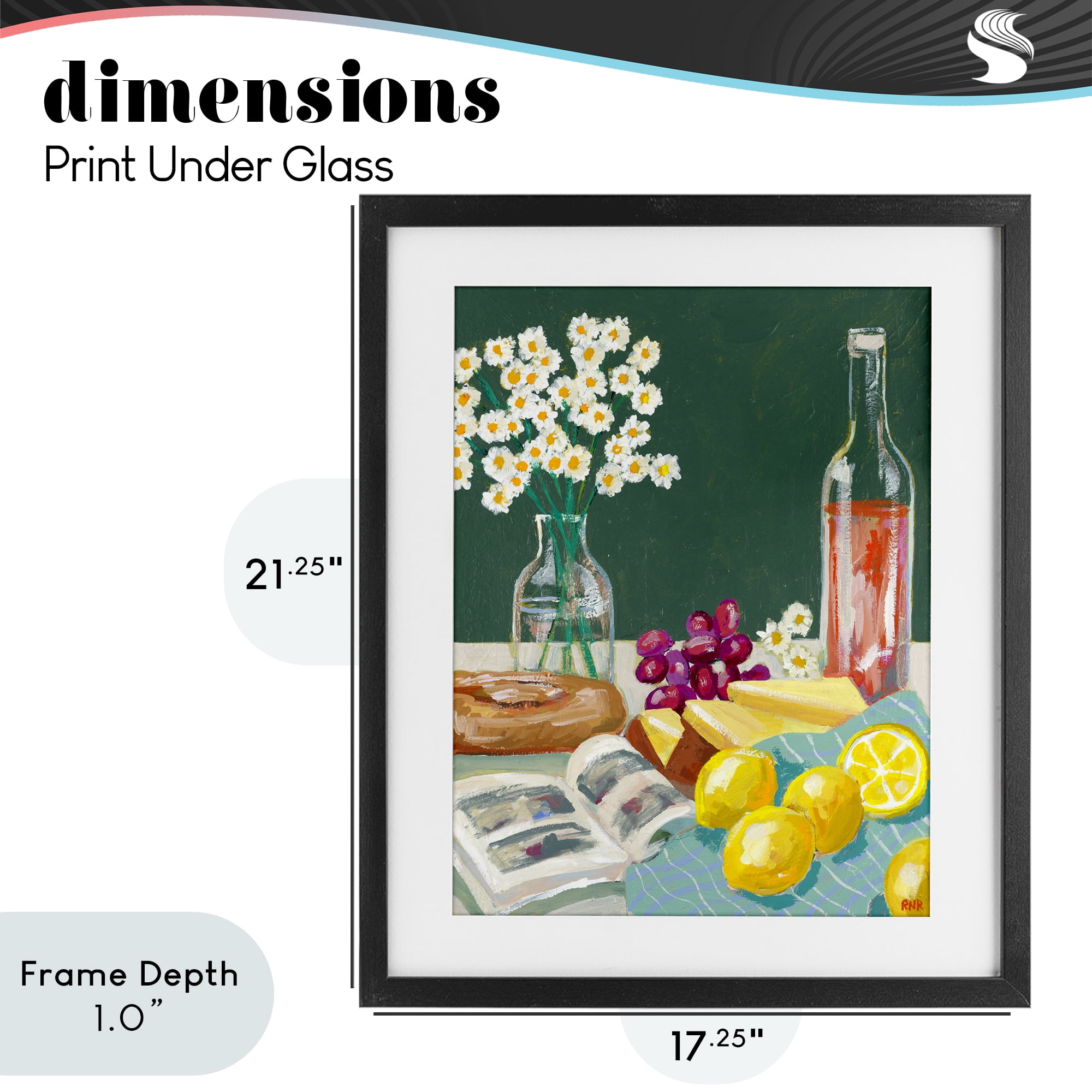 Stupell Industries Cheese, Wine and Lemon Still Life Black Framed Print Under Glass, design by Rachael Reese