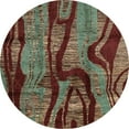 thumbnail image 1 of Ahgly Company Machine Washable Indoor Round Abstract Khaki Green Area Rugs, 7' Round, 1 of 7
