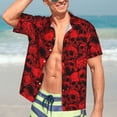 thumbnail image 5 of Lsque Red Skulls 3 pattern Hawaiian Shirt for Men, Unisex Summer Beach Casual Short Sleeve Button Down Shirts-Small, 5 of 9