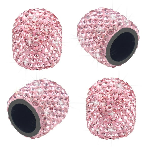 Sikawai Pink Bling Tapas De Vástago De Válvula Brillantes Hechas A Mano Cry-Stal Rhine-Stone Tapas Universales Para Válvulas De Neumáticos De Automóviles Tapas De Ruedas Cromadas Atractivos Accesorios