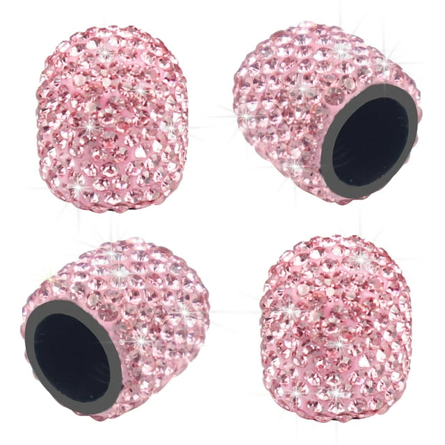 Sikawai Pink Bling Tapas De Vástago De Válvula Brillantes Hechas A Mano Cry-Stal Rhine-Stone Tapas Universales Para Válvulas De Neumáticos De Automóviles Tapas De Ruedas Cromadas Atractivos Accesorios
