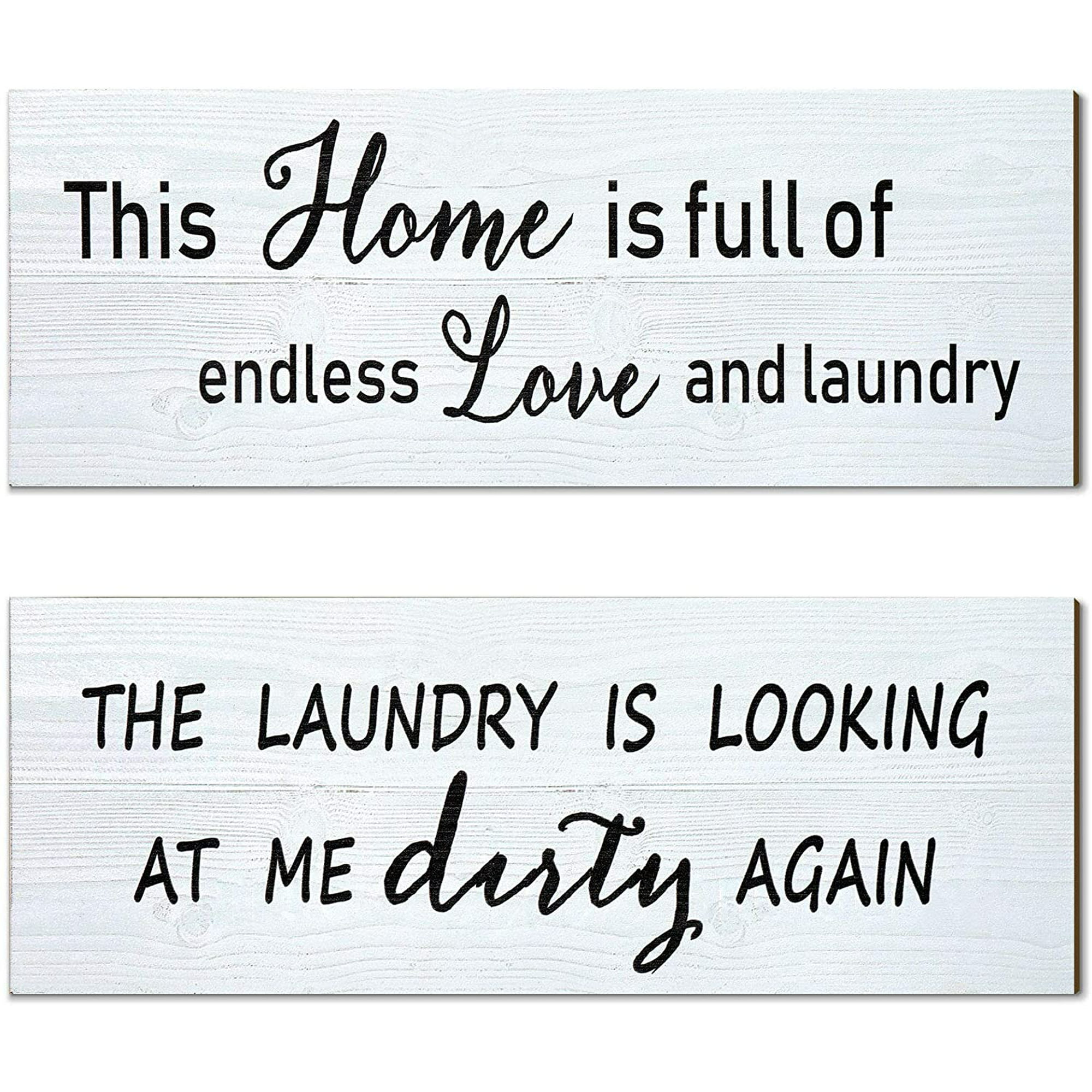 2 Pieces Laundry Room Wooden Decors Rustic Farmhouse Signs Wall Decorations Funny  Laundry Signs Laundry Room Wall Art Decoration for Home Laundry Room  Bathroom Wall Decor,  x  Inches (White) | Walmart Canada