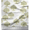 thumbnail image 1 of Soimoi Crepe Silk Fabric Tree Block Print Fabric by Yard 42 Inch Wide, 1 of 1